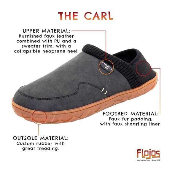 FLOJOS Carl Sherpa Lined Slipper, Brown, Men's Size 12, Women's 13 - Picture 2 of 5